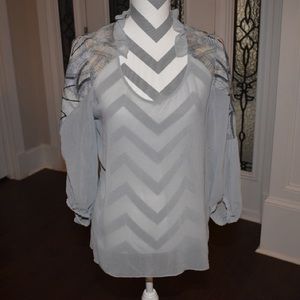 Anthropologie | Sains blue/grey transparent blouse